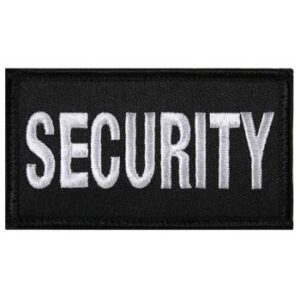 Patch, Security with Velcro, Silver Gray on Black, Size: 1 7/8” x 3 3/8”