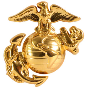 Insignia Pin, USMC, EGA, Gold, Double Clutch Back
