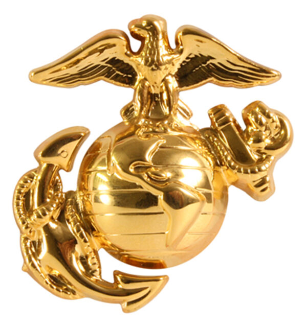 Insignia Pin, USMC, EGA, Gold, Double Clutch Back