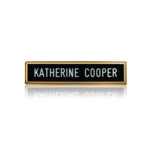 #51LE Name Plate, Insert: Black, Frame: Polished Gold, Letters: White, Dual Grip Clutches