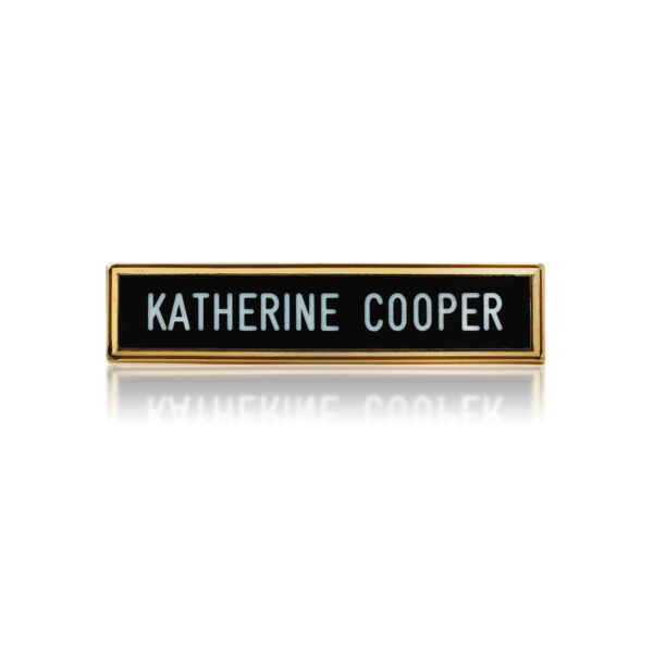 #51LE Name Plate, Insert: Black, Frame: Polished Gold, Letters: White, Dual Grip Clutches