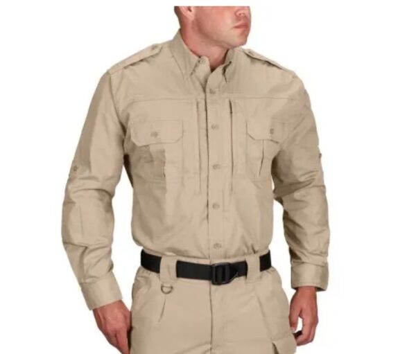 Men's Tactical Shirt , Long Sleeve, 65/35 Poly/Cot, Rip-Stop