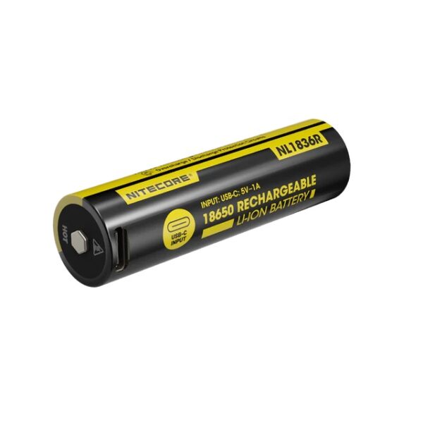 Battery, Nitecore NL1836R 3600mAh USB-C Rechargeable 18650