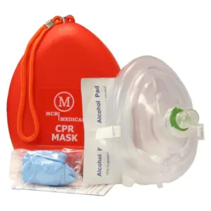 CPR Rescue Mask, Adult/Child, Hard Case w Wrist Strap, MCR