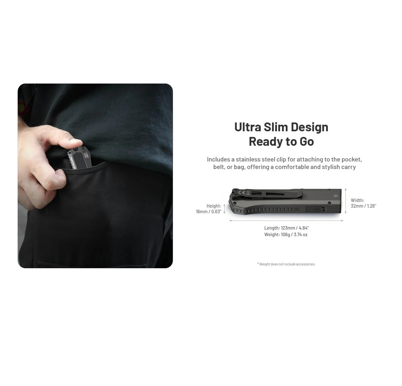 Flashlight, EDC17, 1500 Lmn 3 In 1 - EDC light, UV, and Green Laser - Image 5